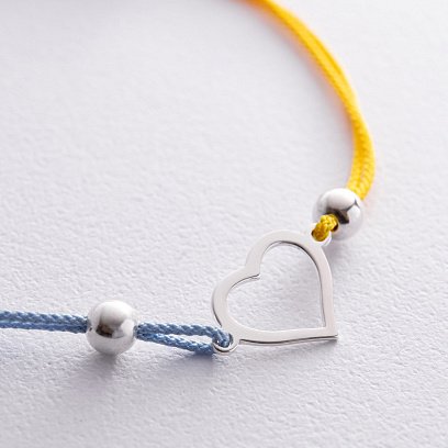 Серебряный браслет "Украинское сердце" (голубая и желтая нить) 312/2 №4