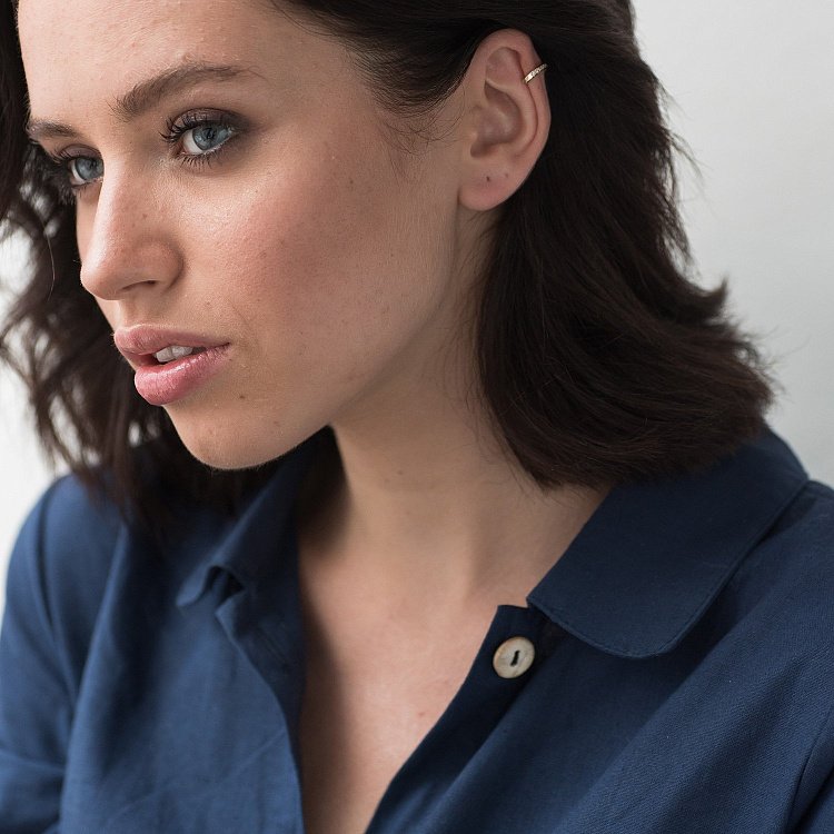 Серьга каффа в желтом золоте с06359 от ювелирного магазина Оникс - 3