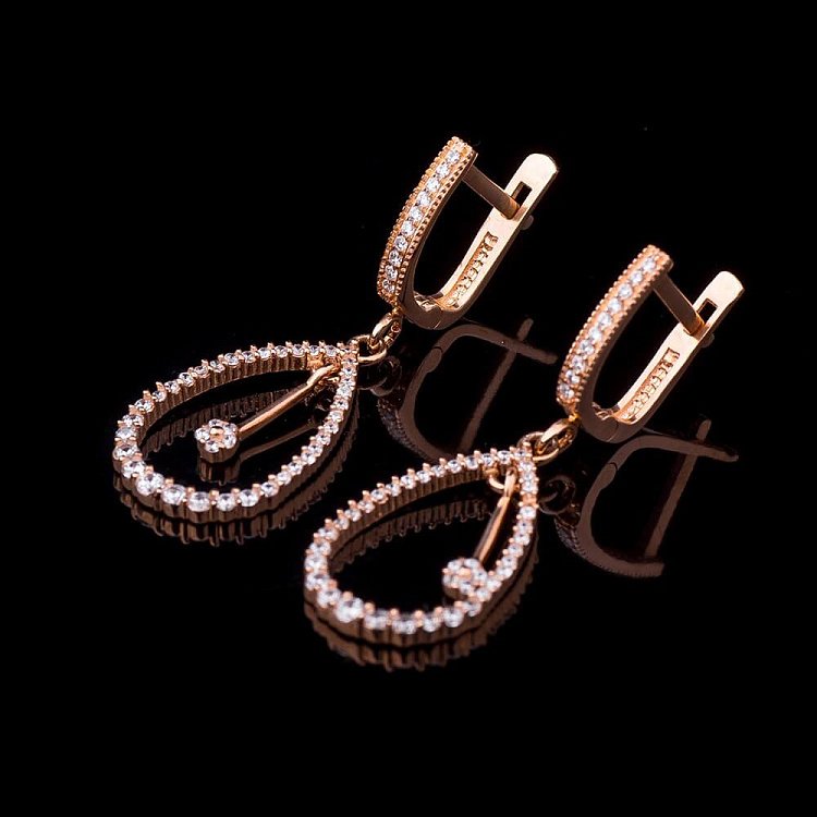 Серьги "Капельки" (фианит) с01461 от ювелирного магазина Оникс - 1