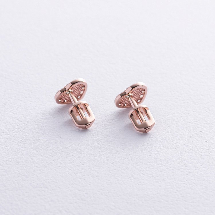 Сережки - пусети "Сердечки" з фіанітами (червоне золото) с03203 від ювелірного магазину Онікс - 4