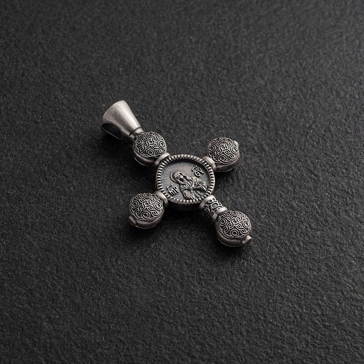 Мужской православный крест "Спас Нерукотворный. Икона Божией Матери" 1603 от ювелирного магазина Оникс - 5