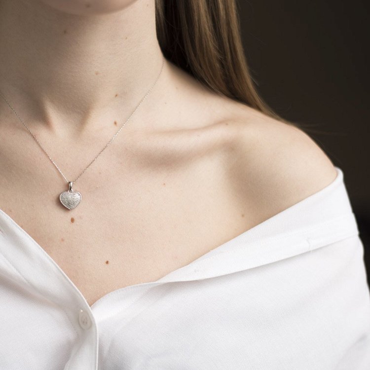 Серебряный кулон "Сердечко" (фианит) 132779 - 2 Серебряный кулон "Сердечко" (фианит) 132779 от ювелирного магазина Оникс - 2