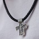 Серебряный крест "Распятие Христово. Ангел Хранитель"  с чернением 132566 от ювелирного магазина Оникс - 3