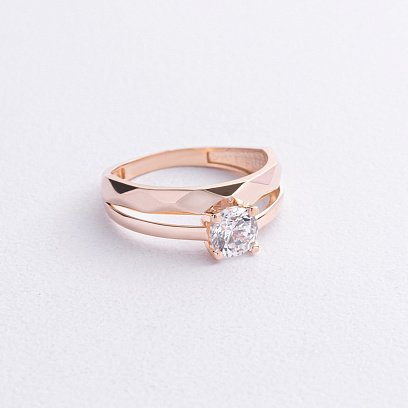 Заручальна золота каблучка з фіанітом к06433 №4