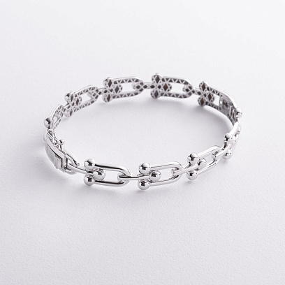 Жорсткий браслет "Фантазія" у білому золоті б05835 №2
