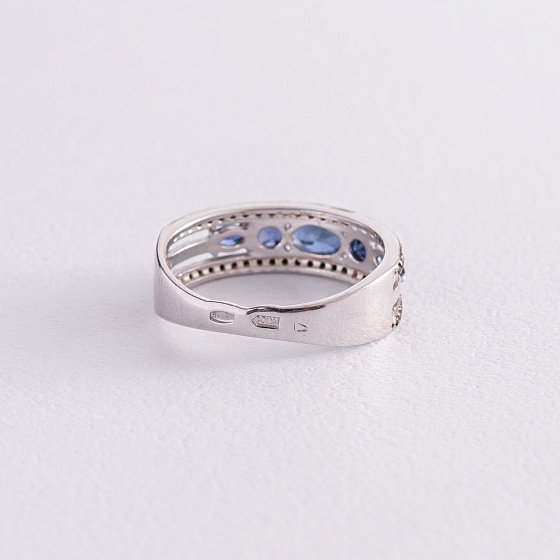 Серебряное кольцо с сапфирами и фианитами 1362/1р-HSPH №5