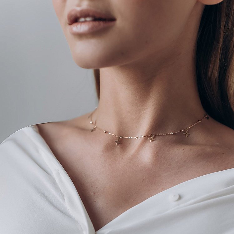 Золотое колье Клевера кол01520 - 5 Золотое колье Клевера кол01520 от ювелирного магазина Оникс - 5