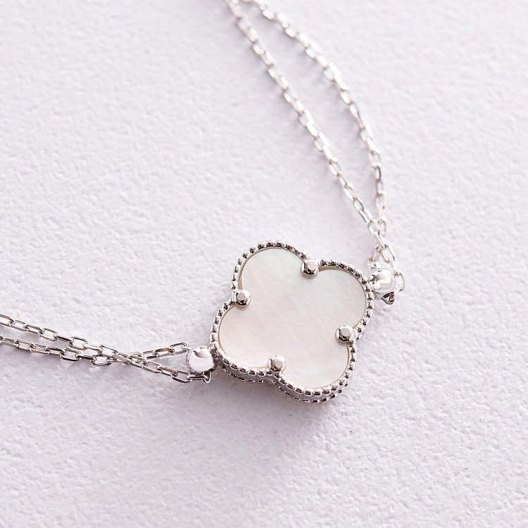 Серебряный браслет "Клевер" с перламутром 141629 от ювелирного магазина Оникс - 2