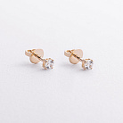 Сережки - пусети з фіанітами (жовте золото) с09641 от ювелирного магазина Оникс - 1