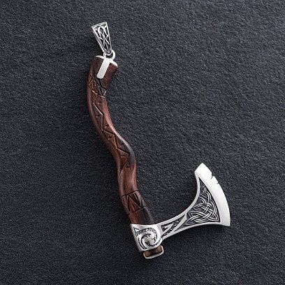 Серебряный кулон "Топор" с деревом 7046топ