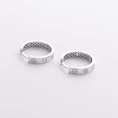 Золоті сережки- кільця "Love" з фіанітами с09361 №2