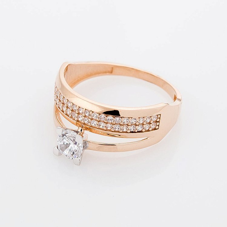 Золота заручальна каблучка з фіанітами к04229 від ювелірного магазину Онікс - 2