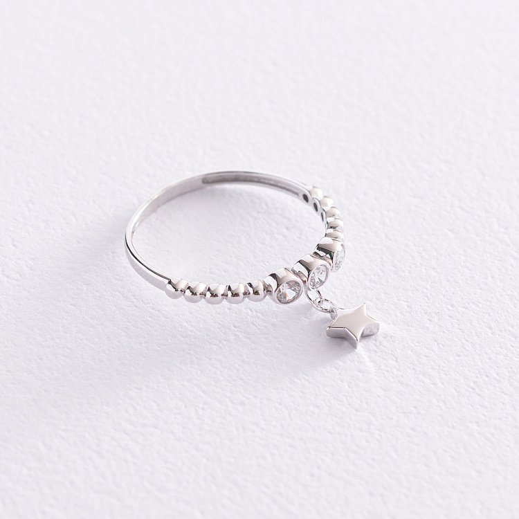 Золота каблучка "Зірочка" з фіанітами к06824 від ювелірного магазину Онікс - 2