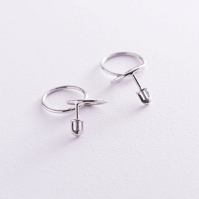 ﻿Сережки-пусети "Кільця" в білому золоті с06980 №2