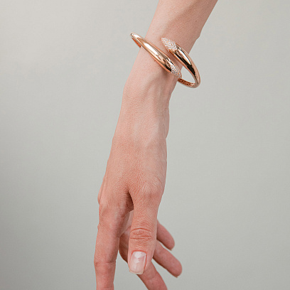 Жесткий браслет "Rosemarie" в красном золоте (фианиты) б05581 №4