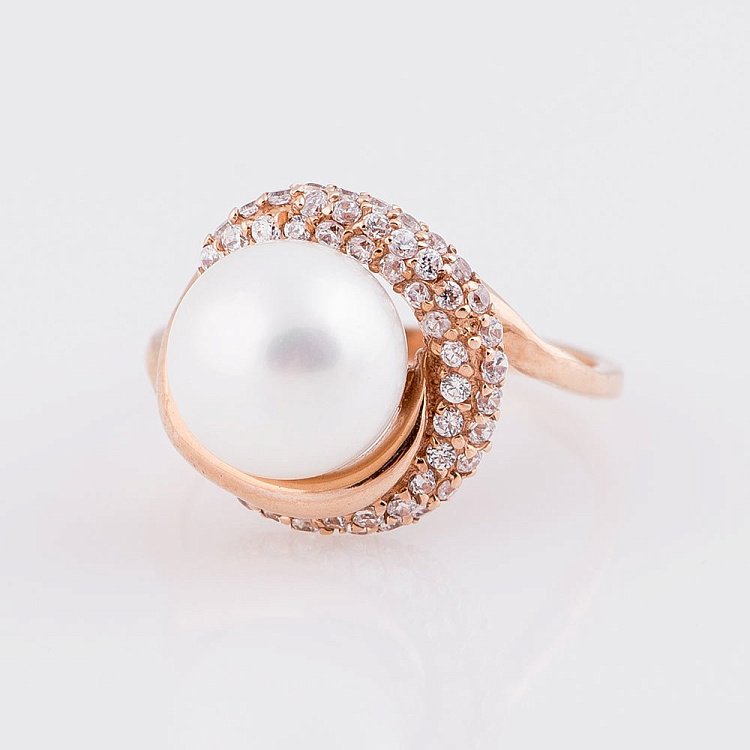 Золота каблучка з фіанітами к01547 від ювелірного магазину Онікс - 1