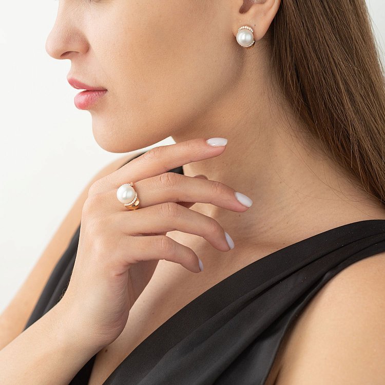 Золотые серьги (жемчуг, бриллианты) с756 от ювелирного магазина Оникс - 1