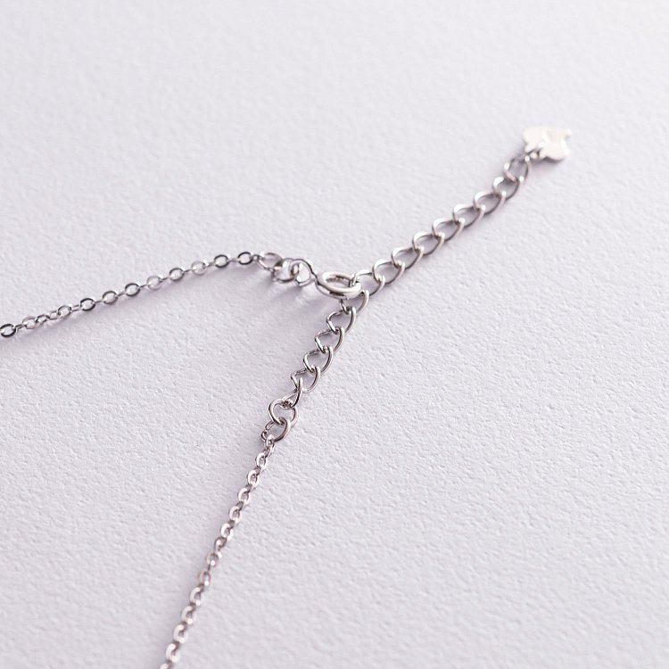 Серебряное колье с сердечком (фианиты) 181145 от ювелирного магазина Оникс - 5