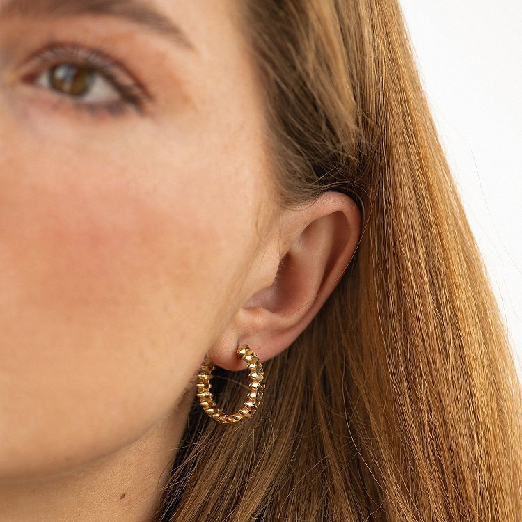 Сережки - кільця в жовтому золоті с09059 від ювелірного магазину Онікс - 3