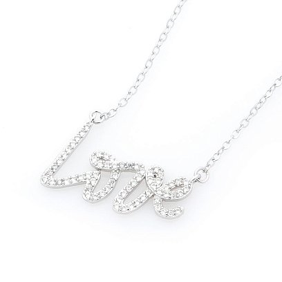 Серебряное колье "Love" с фианитами 18178 №3