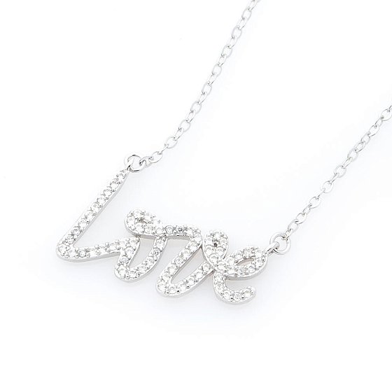 Серебряное колье "Love" с фианитами 18178 №3