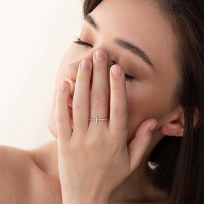 Каблучка "Дейзі" в червоному золоті (фіаніти) з3913 №4