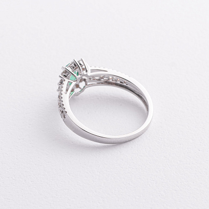 Золота каблучка зі смарагдом і діамантами кб0659ca №3