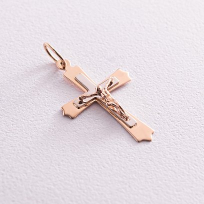 Золотой православный крестик "Распятие. Спаси и сохрани" п03641