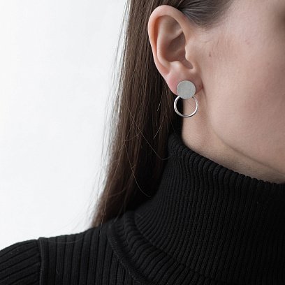 Срібні сережки-пусети "Кружечки" 122574 №9