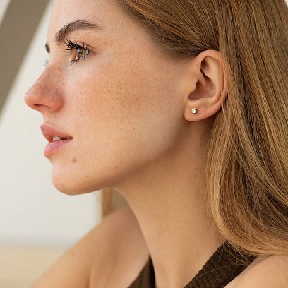 Золоті сережки - пусети (фіаніти) с01569 №2