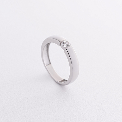 Каблучка з фіанітом в білому золоті к08290
