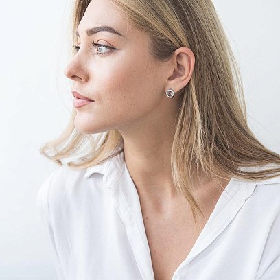 Золоті сережки (димчастий топаз, фіаніти) с01684б №4