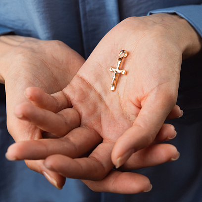 Золотой крестик "Распятие" п03593 №2
