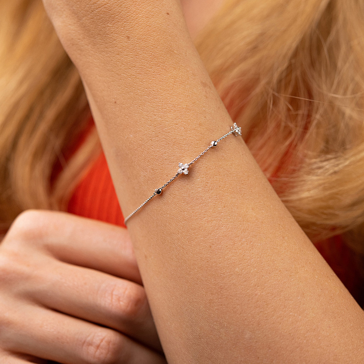 Золотий браслет "Конюшина" з діамантами бб0057lg від ювелірного магазину Онікс - 4