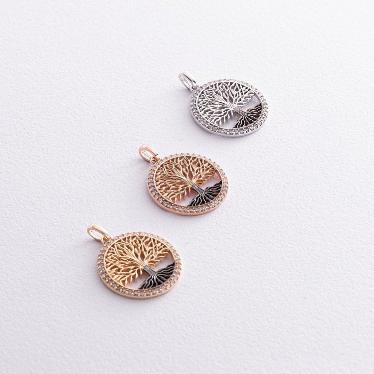 ﻿Кулон "Древо життя" з фіанітами (жовте золото) п03805 від ювелірного магазину Онікс - 2