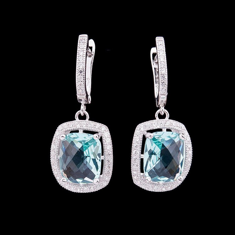 Сережки з блакитними фіанітами с22 від ювелірного магазину Онікс - 2