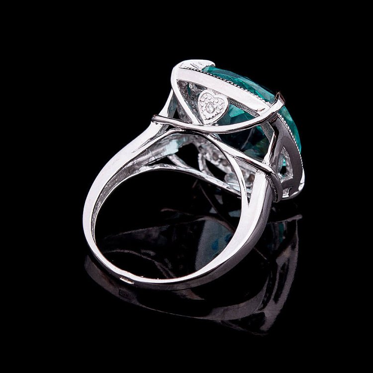 Кольцо с голубыми фианитами к25 - 1 Кольцо с голубыми фианитами к25 от ювелирного магазина Оникс - 1