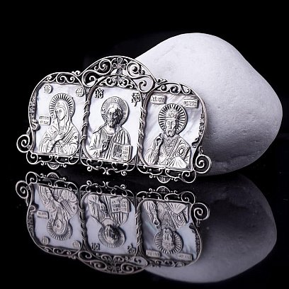 Икона в автомобиль из серебра 23419 №3