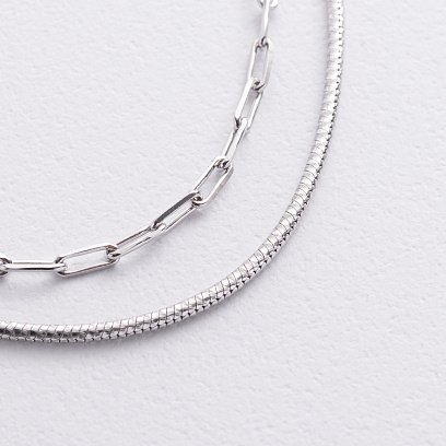 Двойное серебряное колье "Цепочка" 181330 №3