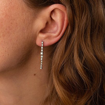 Золоті сережки - пусети з діамантами сб0431ca №4