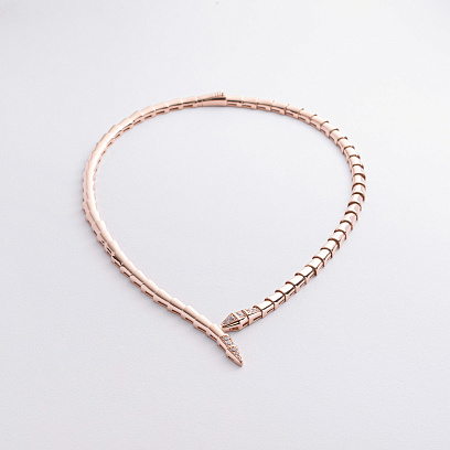 Кольє "Змія" у червоному золоті (фіаніти) кол02589 №3