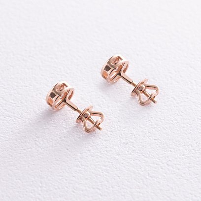 Золотые серьги - пусеты с фианитами с08147 №3