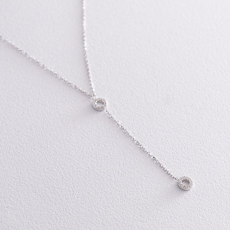 Колье "Кружочки" в белом золоте (фианиты) кол01825 от ювелирного магазина Оникс