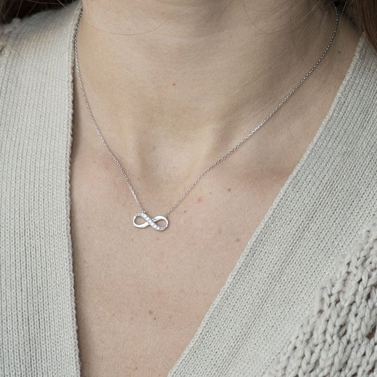 Серебряное колье "Бесконечность" 18578 от ювелирного магазина Оникс - 1