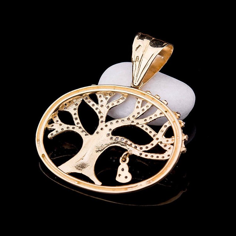 Золотая подвеска "Древо жизни" с фианитами п02157 от ювелирного магазина Оникс - 1