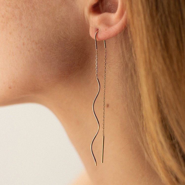 Сережки - протяжки "Завиток" із червоного золота с08333 від ювелірного магазину Онікс - 4