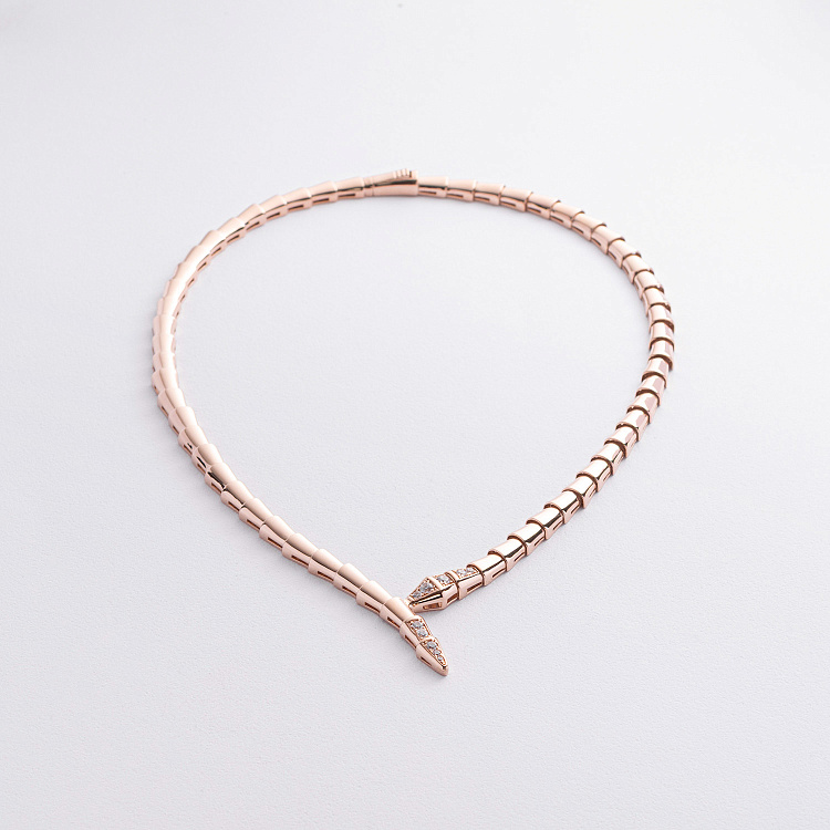 Кольє "Змія" у червоному золоті (фіаніти) кол02589 від ювелірного магазину Онікс - 2