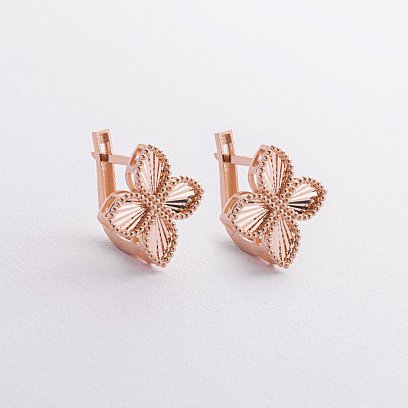 Серьги "Клевер" в красном золоте с09388
