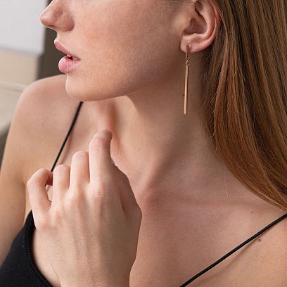 Золотые серьги - пусеты в стиле минимализм с07126 №4