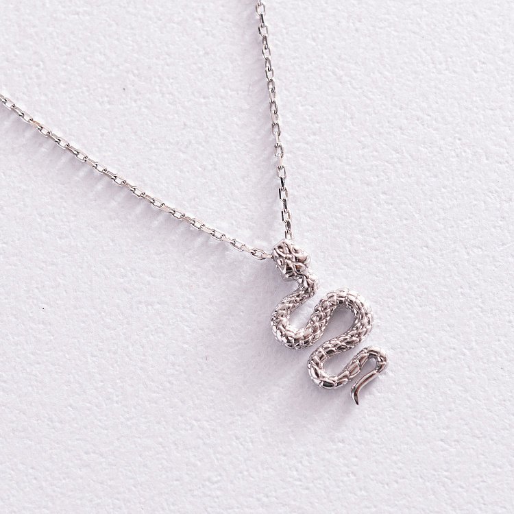 Колье "Змея" в белом золоте кол02121 от ювелирного магазина Оникс - 3